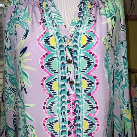 Lilly Pulitzer NWT Elsa Silk Top Lilac Its Impawsible Size XXS,XS $168 - Picture 10 of 10